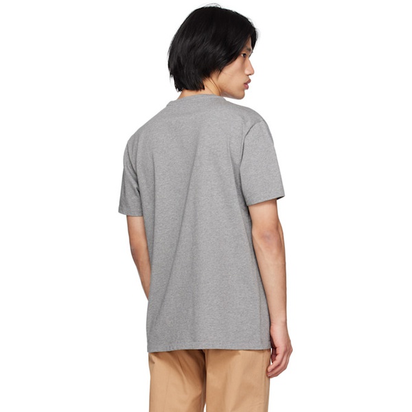 메종키츠네 Maison Kitsune Gray Embroidered T-Shirt 231389M213040