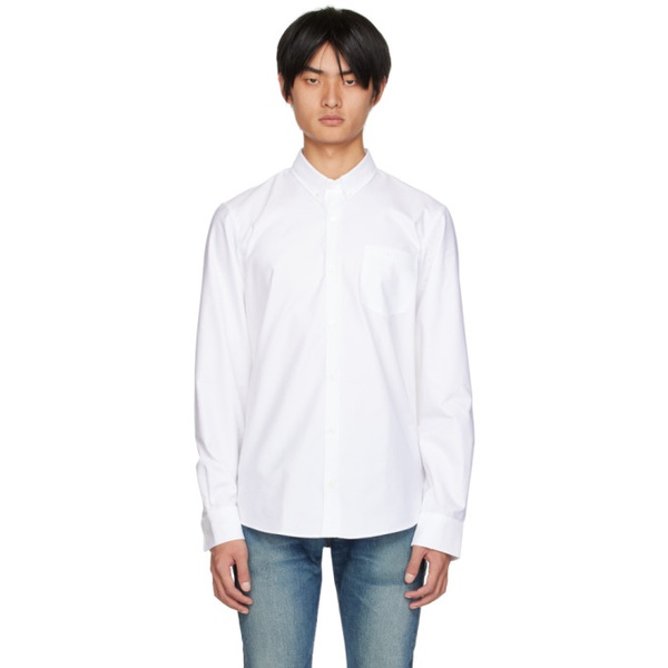 메종키츠네 Maison Kitsune White Fox Embroidery Classic Shirt 222389M192015
