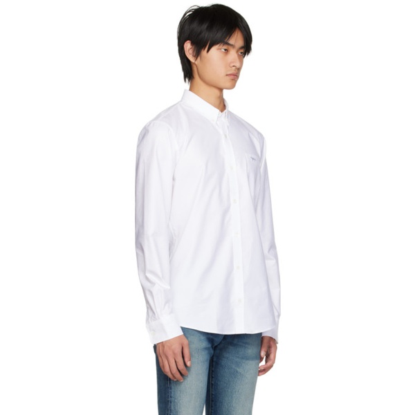 메종키츠네 Maison Kitsune White Fox Embroidery Classic Shirt 222389M192015