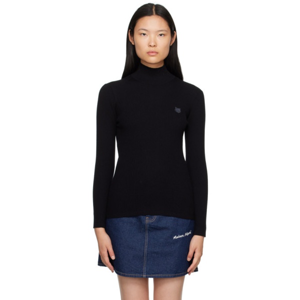 메종키츠네 Maison Kitsune Black Bold Fox Head Turtleneck 232389F099002