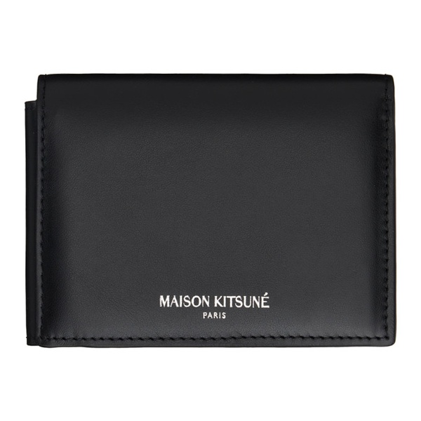 메종키츠네 Maison Kitsune Black Fox Head Trifold Wallet 241389M164004