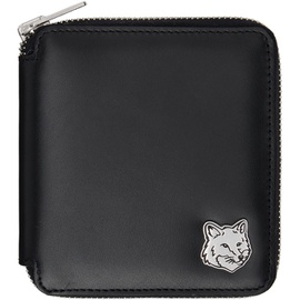 Maison Kitsune Black Fox Head Square Zipped Wallet 241389M164003