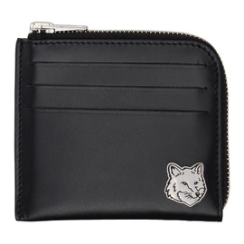 Maison Kitsune Black Fox Head Zipped Wallet 241389M164006