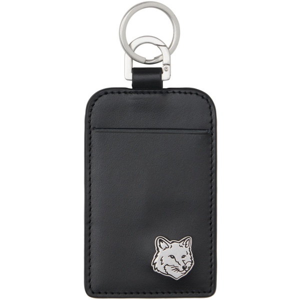 메종키츠네 Maison Kitsune Black Fox Head Neck Card Holder 241389M163000