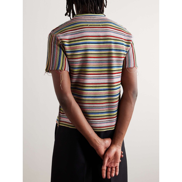 메종마르지엘라 메종마르지엘라 MAISON MARGIELA Gauge Slim-Fit Frayed Striped Cotton Polo Shirt 1647597323562287