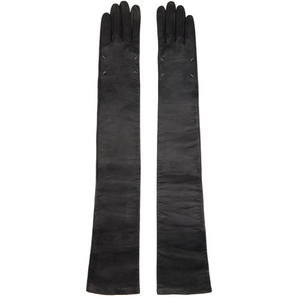 메종마르지엘라 메종마르지엘라 Maison Margiela Black Nappa Long Gloves 241168F012013