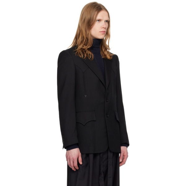 메종마르지엘라 메종마르지엘라 Maison Margiela Black Padded Shoulder Blazer 241168M195006