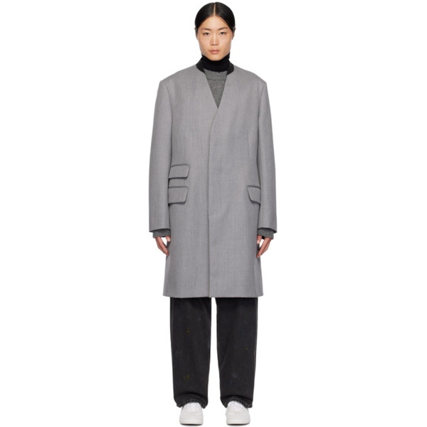 메종마르지엘라 메종마르지엘라 Maison Margiela Gray Collarless Coat 232168M176011