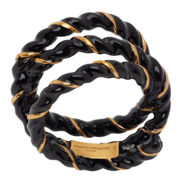 메종마르지엘라 메종마르지엘라 Maison Margiela Black & Gold Laces Ring 241168M147000