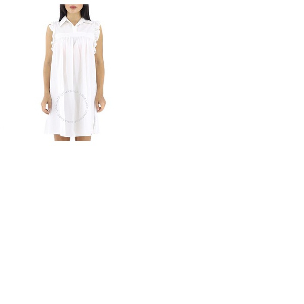 메종마르지엘라 Mm6 메종 마르지엘라 Mm6 메종마르지엘라 Maison Margiela Mm6 White Ruffle Sleeves Jacquard Smocked Dress S32CU0130-S52728-961