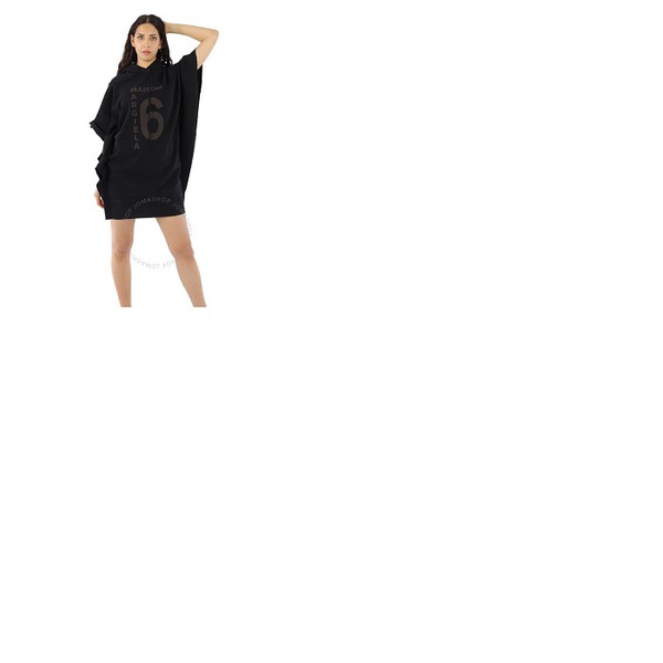 메종마르지엘라 Mm6 메종 마르지엘라 Mm6 메종마르지엘라 Maison Margiela Mm6 Ladies Black Logo Print Hooded Dress S52CT0721S25537900