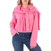Mm6 메종 마르지엘라 Mm6 메종마르지엘라 Maison Margiela Mm6 Ladies Neon Pink Draped Split-Sleeve Top S52GC0203-S23955-251