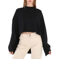 Mm6 메종 마르지엘라 Mm6 메종마르지엘라 Maison Margiela Mm6 Ladies Black Asymmetric-hem Oversized T-shirt, Size Medium S52GC0203-S23955-900