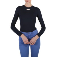 Mm6 메종 마르지엘라 Mm6 메종마르지엘라 Maison Margiela Maison Margiela Ladies Blue Navy Long-sleeve Fitted Bodysuit S51NA0096-S24259-511