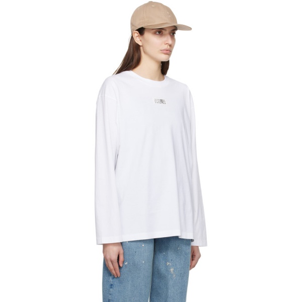  MM6 메종 마르지엘라 MM6 메종마르지엘라 Maison Margiela White Numeric Signature Long Sleeve T-Shirt 241188F110041