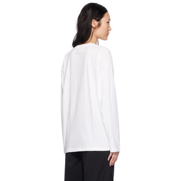  MM6 메종 마르지엘라 MM6 메종마르지엘라 Maison Margiela White Printed Long Sleeve T-Shirt 241188F110032