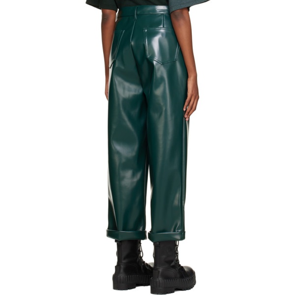  MM6 메종 마르지엘라 MM6 메종마르지엘라 Maison Margiela Green Cuffed Faux-Leather Trousers 222188F087020
