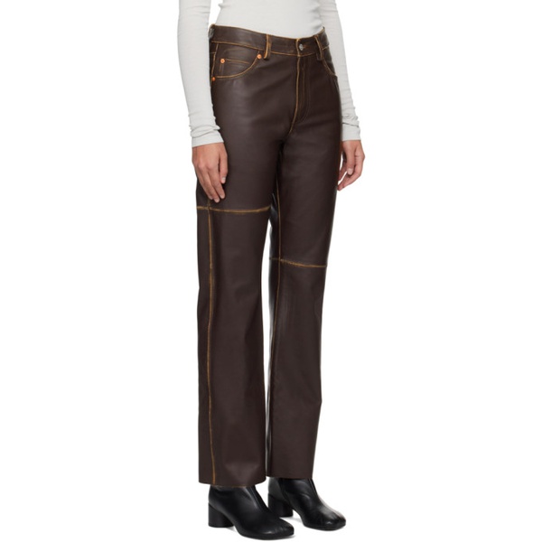  MM6 메종 마르지엘라 MM6 메종마르지엘라 Maison Margiela Brown Paneled Leather Pants 232188F084002