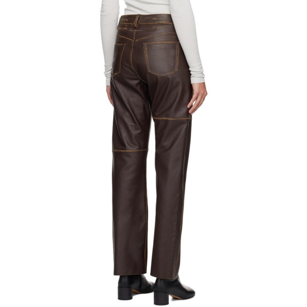  MM6 메종 마르지엘라 MM6 메종마르지엘라 Maison Margiela Brown Paneled Leather Pants 232188F084002