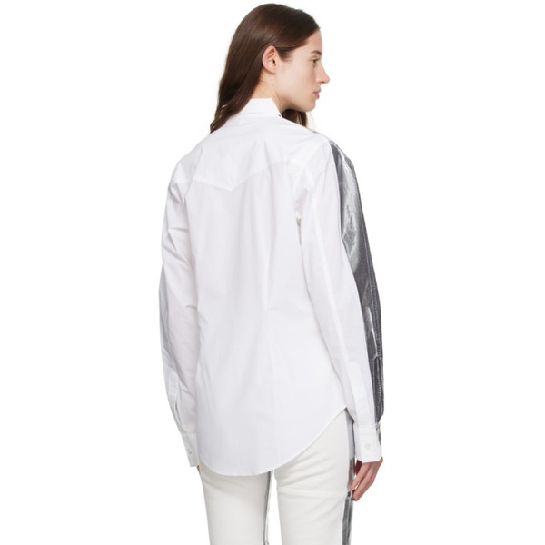  MM6 메종 마르지엘라 MM6 메종마르지엘라 Maison Margiela White & Silver Foiled Shirt 232188F109023