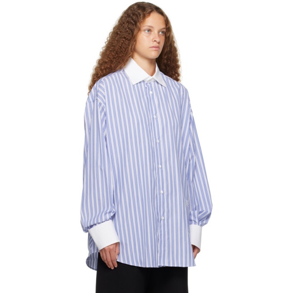  MM6 메종 마르지엘라 MM6 메종마르지엘라 Maison Margiela Blue & White Striped Shirt 232188F109006