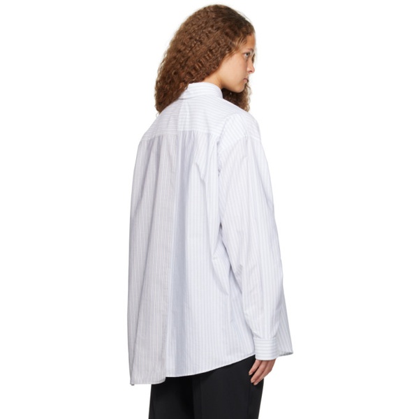  MM6 메종 마르지엘라 MM6 메종마르지엘라 Maison Margiela White & Blue Asymmetrical Shirt 231188F109001