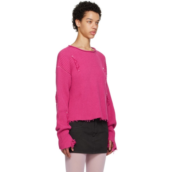  MM6 메종 마르지엘라 MM6 메종마르지엘라 Maison Margiela Pink Distressed Sweater 231188F096018