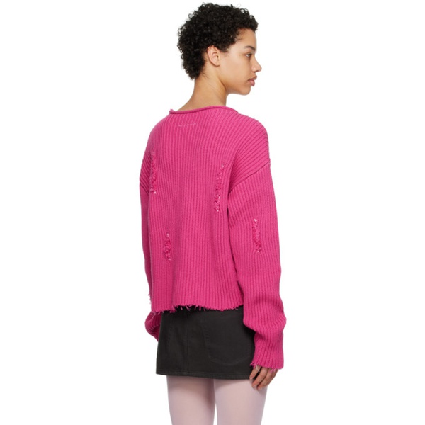  MM6 메종 마르지엘라 MM6 메종마르지엘라 Maison Margiela Pink Distressed Sweater 231188F096018