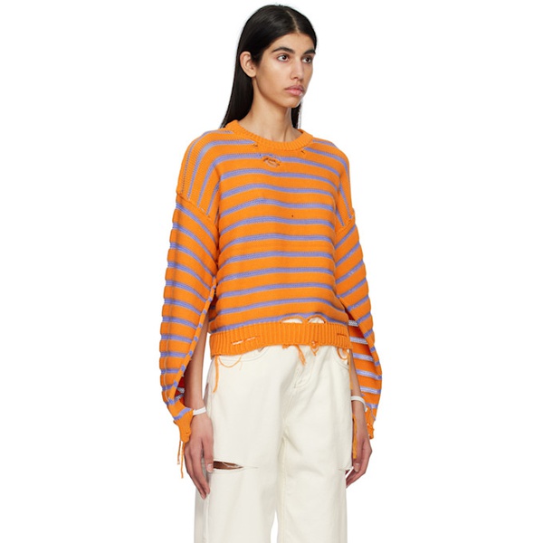  MM6 메종 마르지엘라 MM6 메종마르지엘라 Maison Margiela Orange Striped Sweater 231188F096006