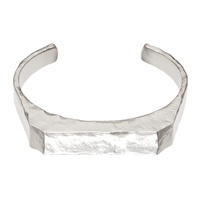 MM6 메종 마르지엘라 MM6 메종마르지엘라 Maison Margiela Silver Metal Chiseled Cuff Bracelet 241188M142014