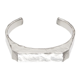 MM6 메종 마르지엘라 MM6 메종마르지엘라 Maison Margiela Silver Metal Chiseled Cuff Bracelet 241188F020010