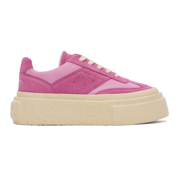  MM6 메종 마르지엘라 MM6 메종마르지엘라 Maison Margiela Pink Gambetta Lace-Up Platform Sneakers 242188F128010