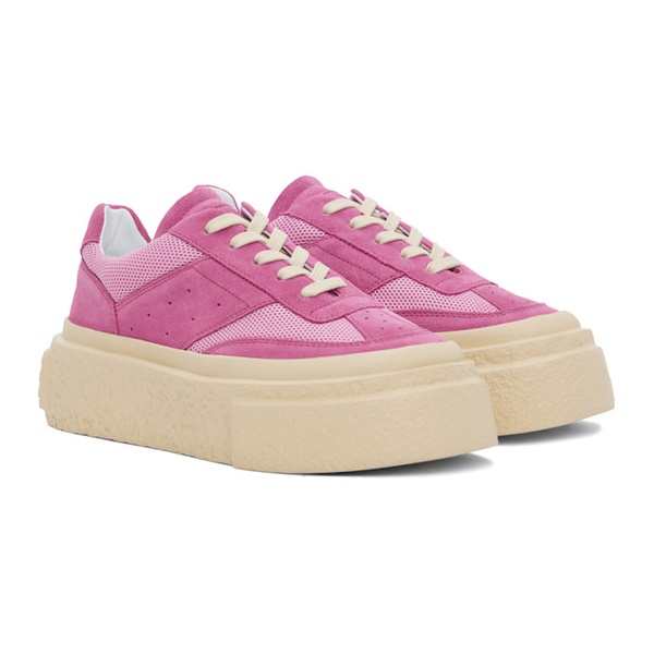  MM6 메종 마르지엘라 MM6 메종마르지엘라 Maison Margiela Pink Gambetta Lace-Up Platform Sneakers 242188F128010