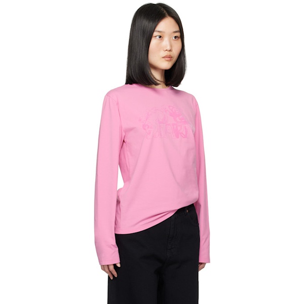  MM6 메종 마르지엘라 MM6 메종마르지엘라 Maison Margiela Pink Graphic Long Sleeve T-Shirt 242188F110028