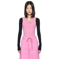 MM6 메종 마르지엘라 MM6 메종마르지엘라 Maison Margiela Pink & Black Paneled Long Sleeve T-Shirt 242188F111000