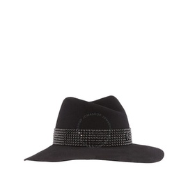 메종 미셸 Maison Michel Ladies Black Virginie Studded Strass Fedora Hat 1001202001-Black