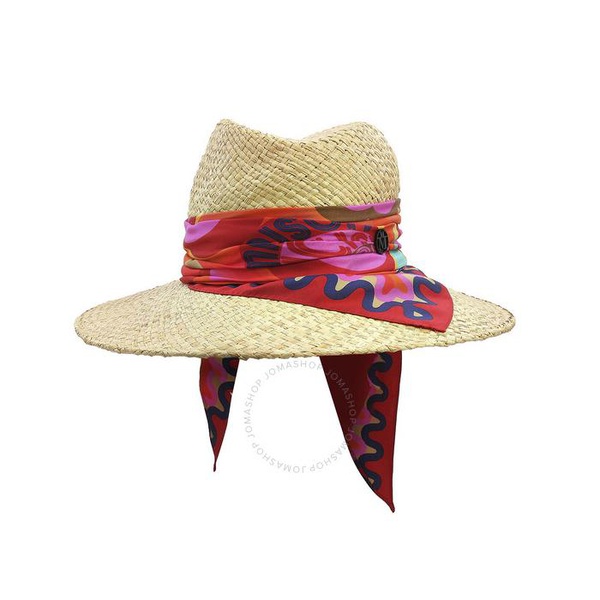  메종 미셸 Maison Michel Ladies Natural Kate Scarf Raffia Straw Hat 1009094001-Natural