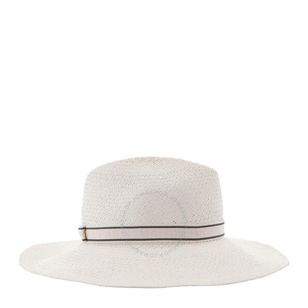  메종 미셸 Maison Michel Ladies White Kate Herrbone Straw Fedora Hat 1009095001-White