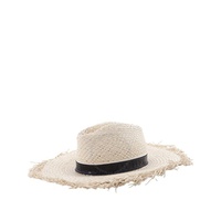메종 미셸 Maison Michel Natural Zango Straw Fedora Hat 1114028001-Natural