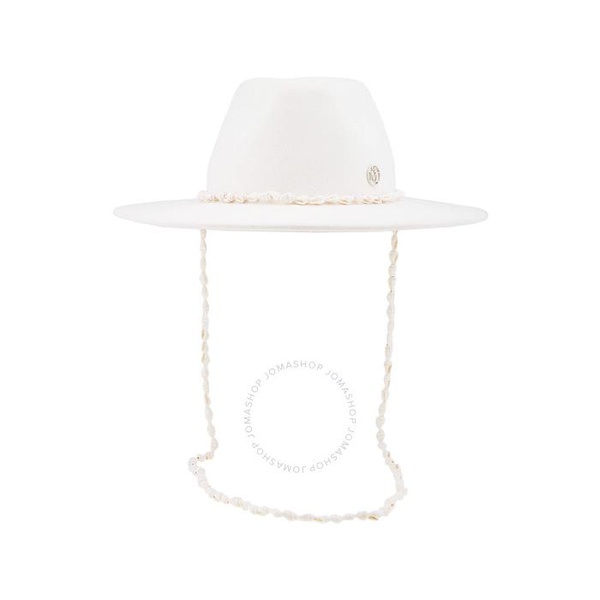  메종 미셸 Maison Michel Ladies White Kyra Seashells Wool Felt Fedora Hat 1142044001-White