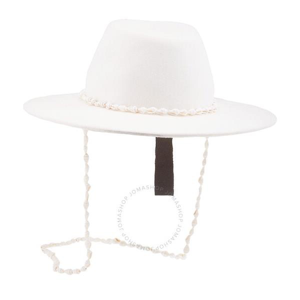  메종 미셸 Maison Michel Ladies White Kyra Seashells Wool Felt Fedora Hat 1142044001-White