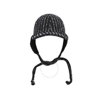 메종 미셸 Maison Michel Ladies Black Tiger Flap Stripe Tweed Bucket Hat 2459003001-Black
