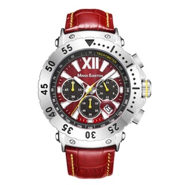 Mann Egerton MEN'S 다임 Dimension Chronograph Leather Red Dial Watch ME0081