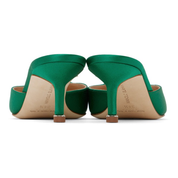  Manolo Blahnik Green Hangisimu 50 Mules 232140F122023