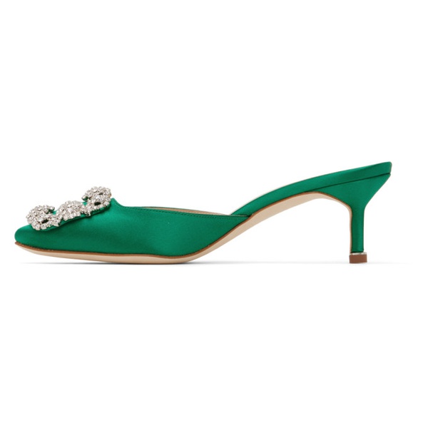  Manolo Blahnik Green Hangisimu 50 Mules 232140F122023