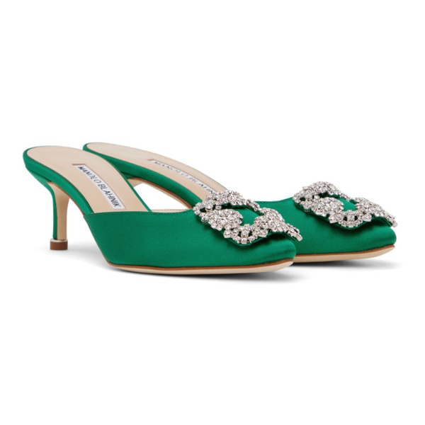  Manolo Blahnik Green Hangisimu 50 Mules 232140F122023