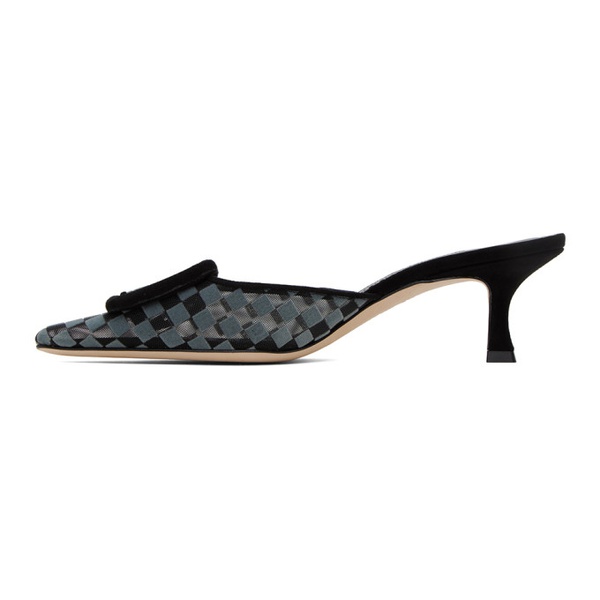  Manolo Blahnik Black Maysalebi Mules 241140F122005