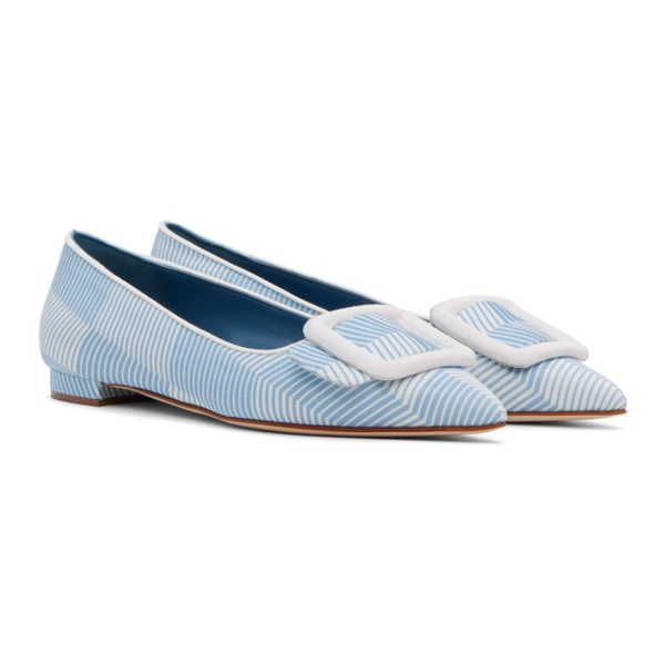  Manolo Blahnik Blue & White Maysale Ballerina Flats 241140F121007