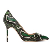 Manolo Blahnik Green BB Snakeskin Heels 231140F122033