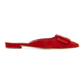 Manolo Blahnik Red Maysale Flat Slippers 231140F121003